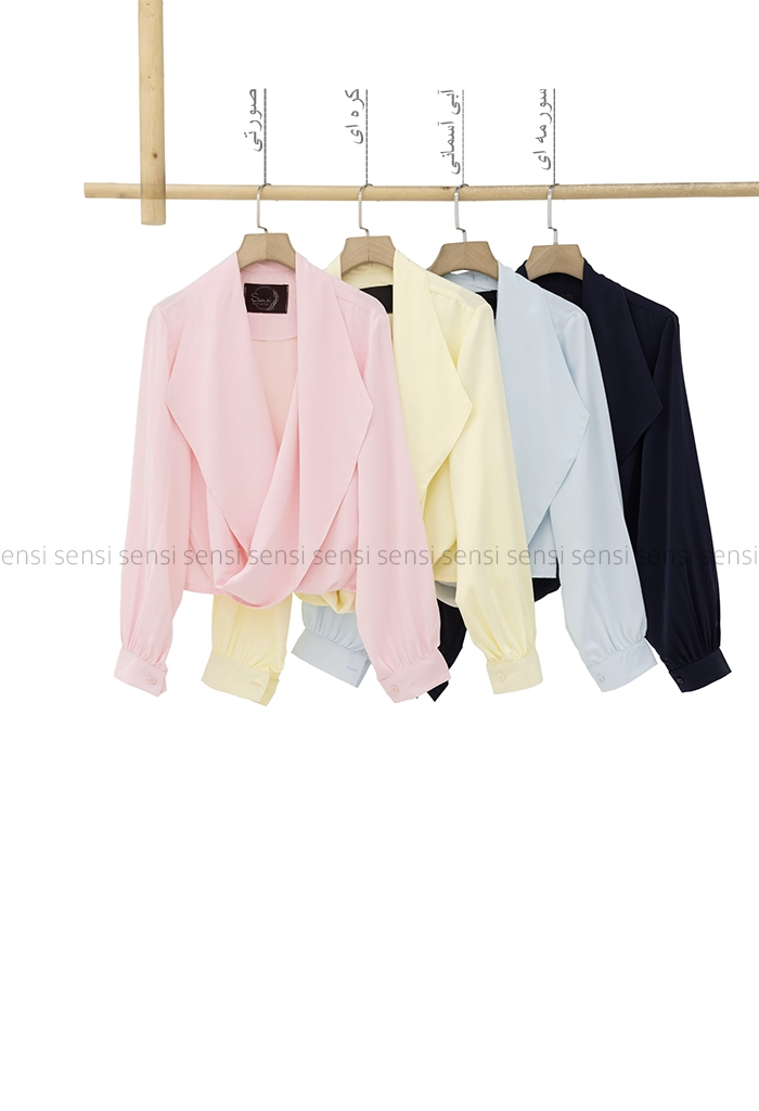 شومیزیقه شل جلو پیچ ساتن کد1005375